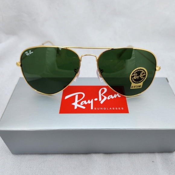 LIKE NEW RayBan Aviator RB3025 Green G15 Lens Ray ban Sunglasses - Picture 9 of 14